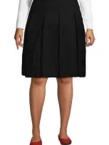 Lands' End School Uniform  Plus Size Box Pleat Skirt Top Of Knee In Black