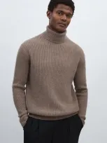 Les Deux Grey Melange  Merino-wool Ribbed Roll-neck Jumper