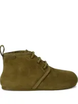 Loewe Suede Shearling Lago Boots In Green