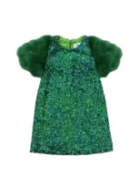 Lola + The Boys Babies'  Feather Party Dress In Jade