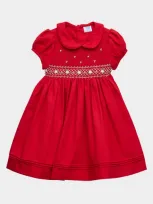 Luli & Me Kids' Timeless Bliss Puff Sleeve Smocked Dress In Red