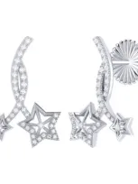 Luvmyjewelry Divergent Stars Sterling Silver Diamond Twist Earring