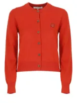 Maison Kitsuné Red Bold Fox Head Patch Cardigan