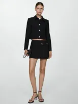 Mango Buttoned Miniskirt Black In Noir