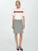 Mango Check Skirt With Decorative Bow Grey