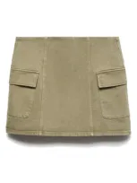 Mango Cargo Miniskirt Khaki