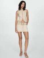 Mango Denim Mini-skirt With Belt Sand