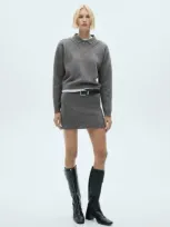 Mango Knitted Miniskirt Charcoal