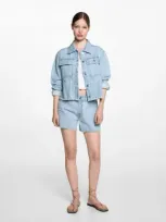 Mango Kids' Star Denim Shorts Light Blue In Bleu Clair