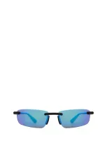 Maui Jim Sunglasses In Shiny Black W/ Blue