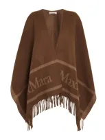 Max Mara Wool Hilde Wrap Poncho In Brown