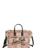 Mc2 Saint Barth Mini Vanity Bag With Bangs And Embroidered Logo In Beige