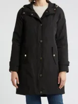 Michael Michael Kors Water Resistant Hooded Coat In Black