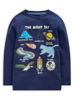 Mini Boden Kids' Glow-in-the-dark T-shirt College Navy Night Sky Boys Boden