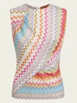 Missoni Zig-zag Crew-neck Tank Top In Multicolor With White