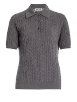 Miu Miu Cashmere Polo Top In Grey