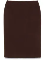 Miu Miu Pencil Midi Skirt In Cocoa Brown