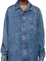 Mm6 Maison Margiela Blue Pittsburgh Crease Denim Shirt In 993 Blue