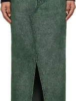 Mm6 Maison Margiela Green Long Denim Maxi Skirt In 962 Green