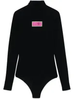 Mm6 Maison Margiela Logo-patch Bodysuit In Schwarz