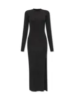 Mm6 Maison Margiela Side Slit Maxi Dress In Black