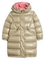 Moncler Kids' Bellevue Water Repellent Hooded Down Coat In Beige