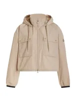 Moncler Leda Cropped Tech-poplin Parka Jacket In Neutral