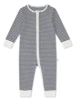 Mori Babies'  Rib Fitted One-piece Pajamas In Navy Stripe