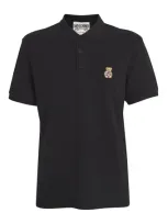 Moschino Cotton Bear-patch Polo Shirt In Black