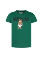 Moschino Kids' Logo-print Cotton T-shirt In Green