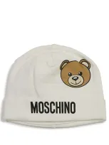 Moschino Kids Berretto Con Stampa Teddy Bear In White