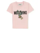 Moschino Babies' Logo-print Cotton T-shirt In Pink