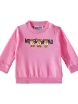 Moschino Babies' Teddy Bear Cotton Sweatshirt In Pink