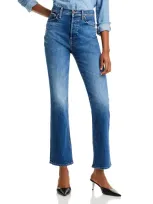 Mother The Mid Rise Dazzler Ankle Fray Riding The Cliffside Jeans In Sicth Sense