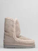 Mou Eskimo 24 Low Heels Ankle Boots In Beige Suede