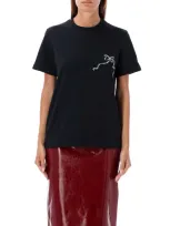 Msgm Crystal Ribbon T-shirt In Gold