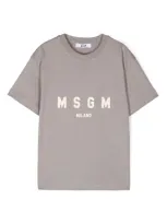 Msgm Kids' Logo-print T-shirt In Grey