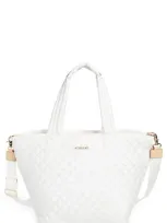 Mz Wallace Metro Deluxe Mini Iridescent Quilted Tote Bag In Pearl Metallic