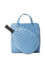 Mz Wallace Pickleball Quilted Nylon Tote In Cornflower/pebble Liquid/silver