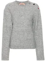 N°21 Crystal-embellished Sweater In Grey