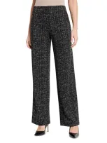 Nic + Zoe Nic+zoe Dotty Grid Wide Leg Pants In Black Multi