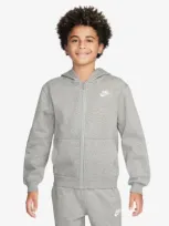 Nike Kids' Boys   Nsw Club Fleece Full-zip Lbr Hoodie In Dark Grey Heather/white