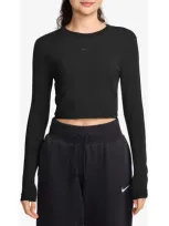 Nike Sportswear Chill Knit Slim Long Sleeve Crop T-shirt In Black