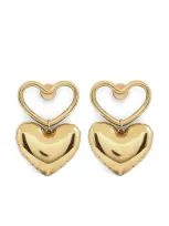 Nina Ricci Heart Charm Dangle Earrings In Gold