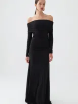 Nocturne Off-the-shoulder Maxi Dress In Black