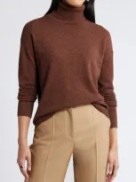 Nordstrom Cashmere Turtleneck Sweater In Brown Brick