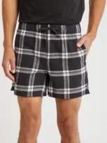 Nordstrom Flannel Sleep Shorts In Black Scotty Plaid