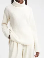 Nordstrom Wool & Cashmere Rib Turtleneck Sweater In Ivory Pristine