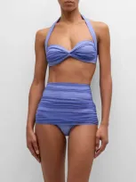 Norma Kamali Bill Ruched Bikini Top In Military Blue