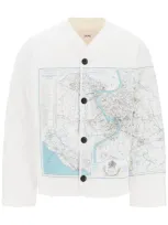 Oamc Combat Liner Printed Quilted Jacket In White